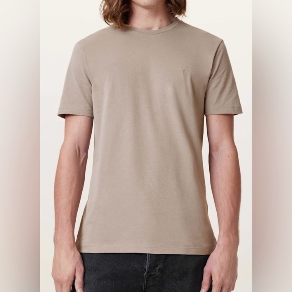 ALLSAINTS brace ss crew t-shirt short sleeve tan size large GUC